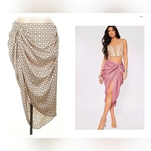 Beige Printed Maxi Skirt
